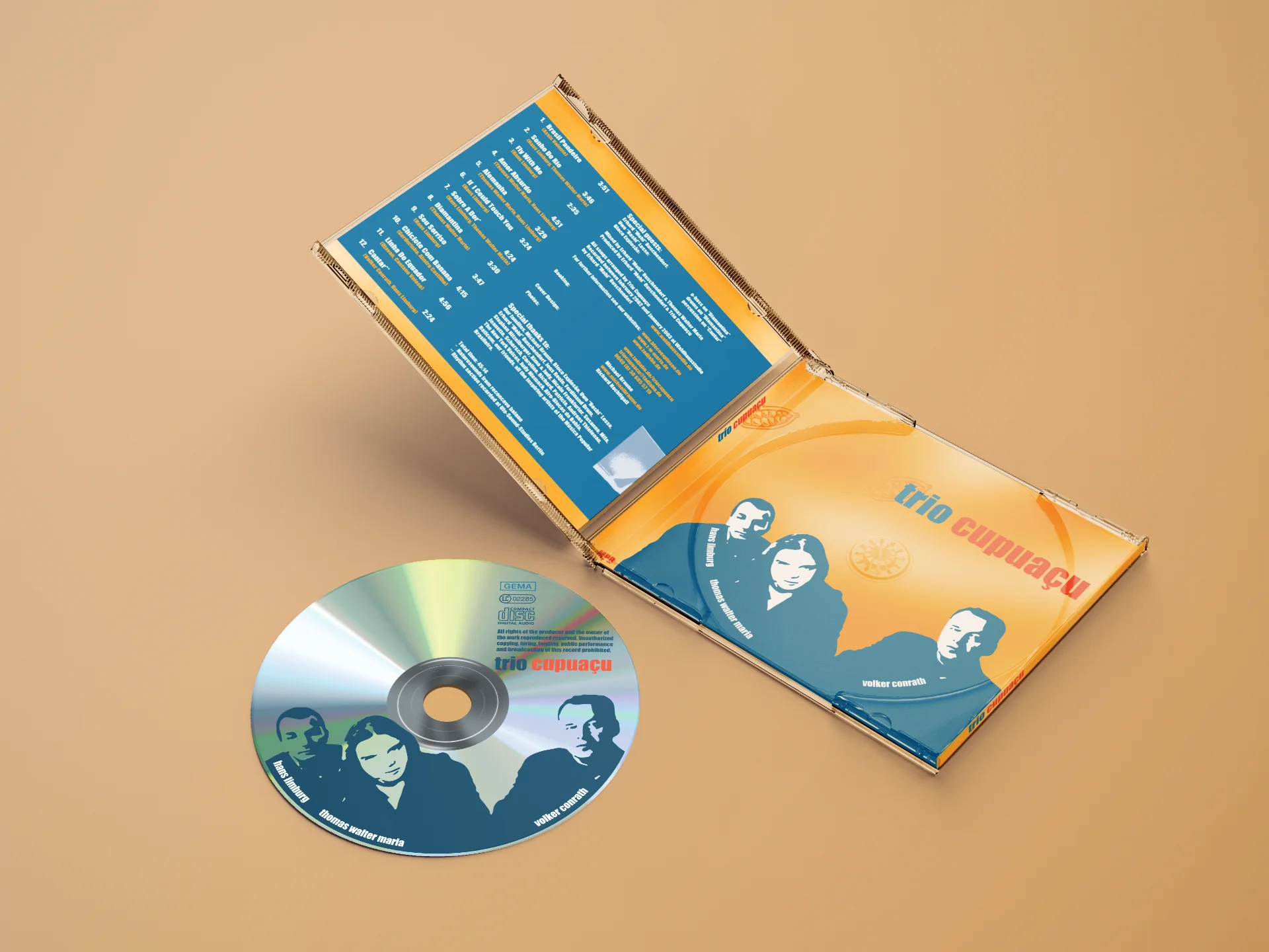 Artwork Album „Trio Cupuaçu“ – Jewelcase innen mit Booklet und Labelprint